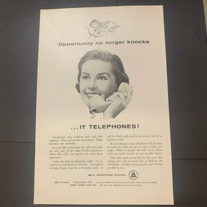 Vintage 1956 Bell Telephone Opportunity No Longer Knocks Ad Advertisement